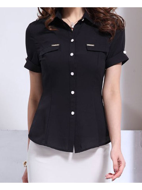 黑色短袖襯衣