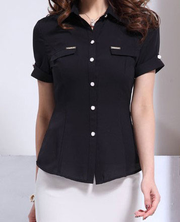 黑色短袖襯衣