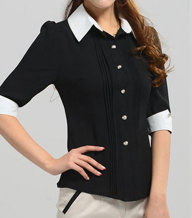 黑色中袖襯衣