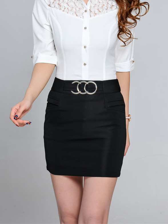 女士黑色迷你短裙單裙職業裝