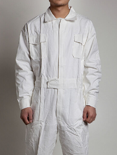 全棉連體工作服長袖工裝男女紅白藍透氣服汽修勞保服